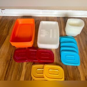 Colorful Food Storage Meal Prep Container Set large small orange blue yellow